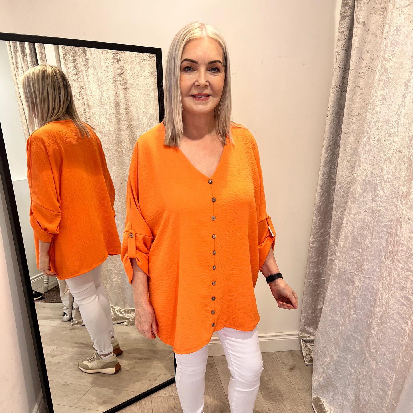 Emer Orange Oversized Top
