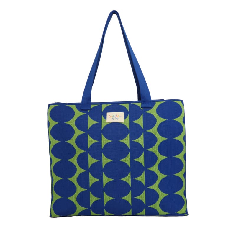 Woven Tote Bag Abstract Blue & Green (Large)
