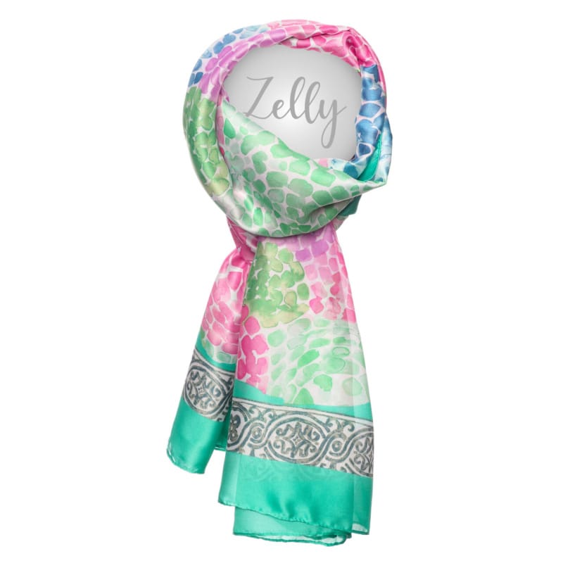 Zelly Green Dotted Circles Silky Scarf