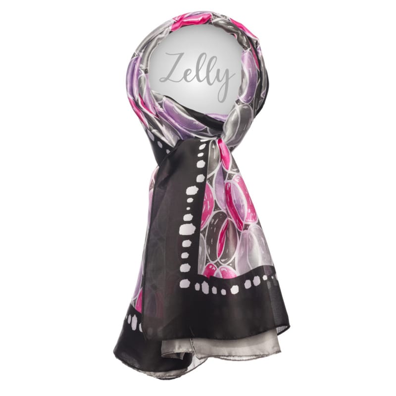 Zelly Silky Scarf Abstract Print Black Trim