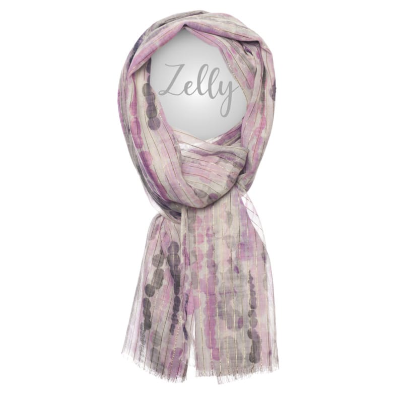 Zelly Scarf Gold Metallic Thread Lilac