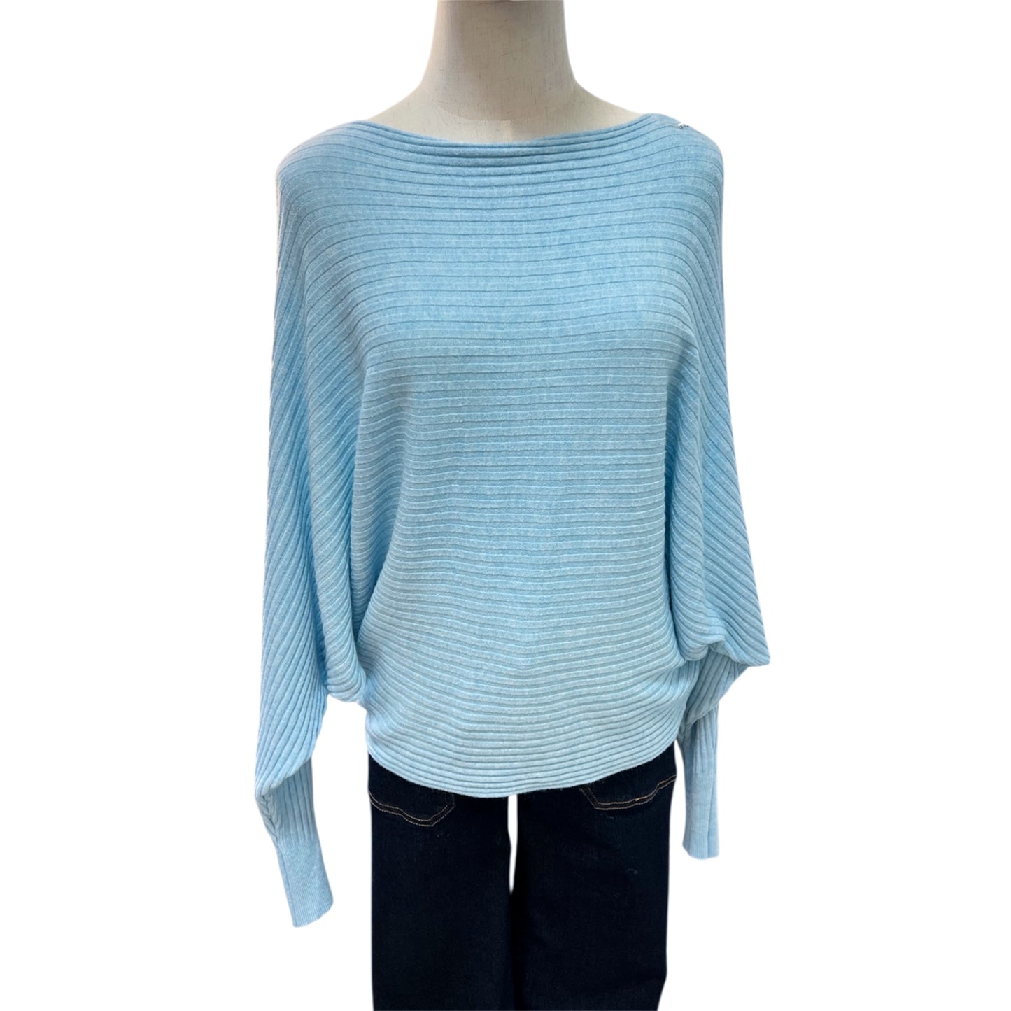 Gloria Ribbed Batwing Jumper Powder Blue
