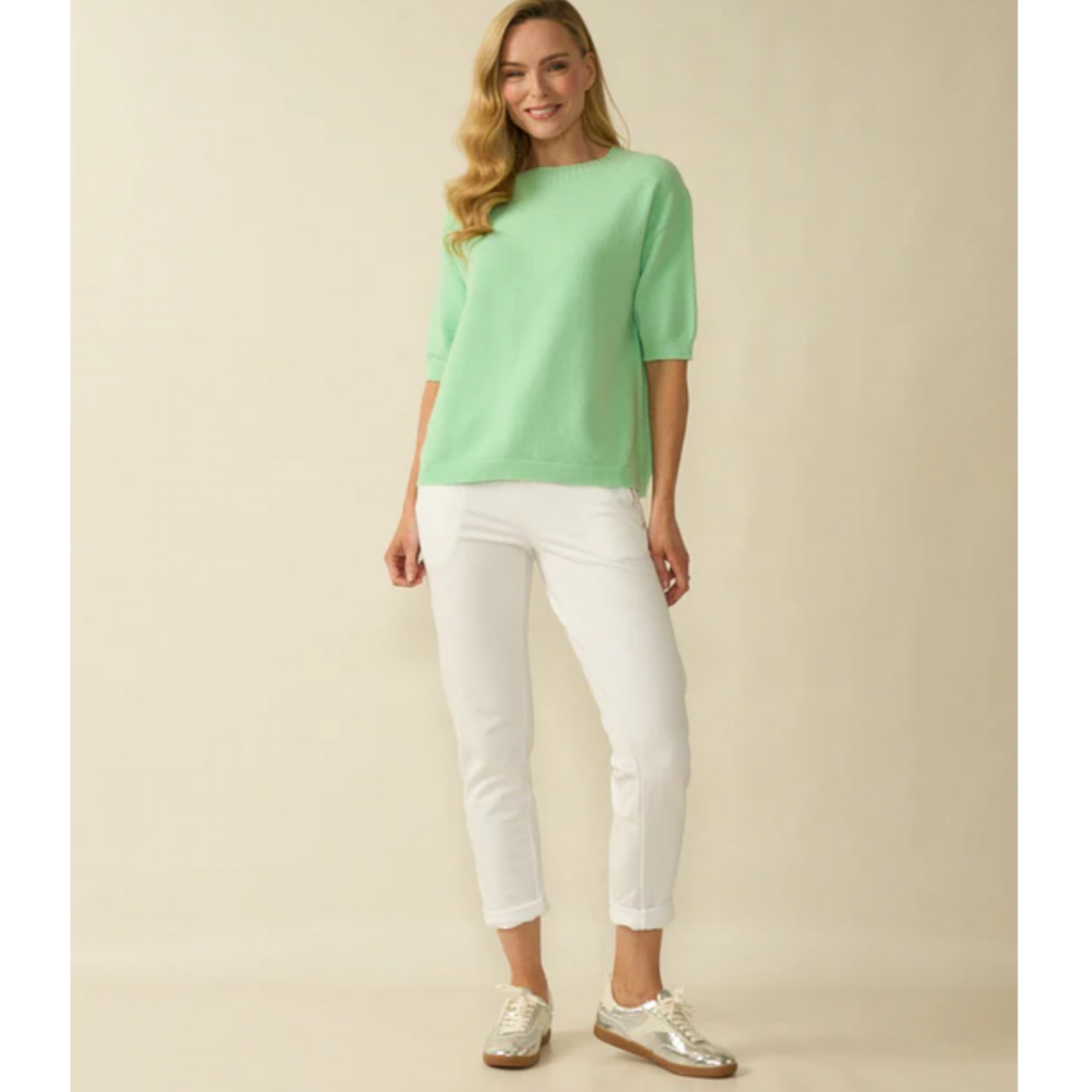 DECK Mint Short Sleeve Round Neck Knit