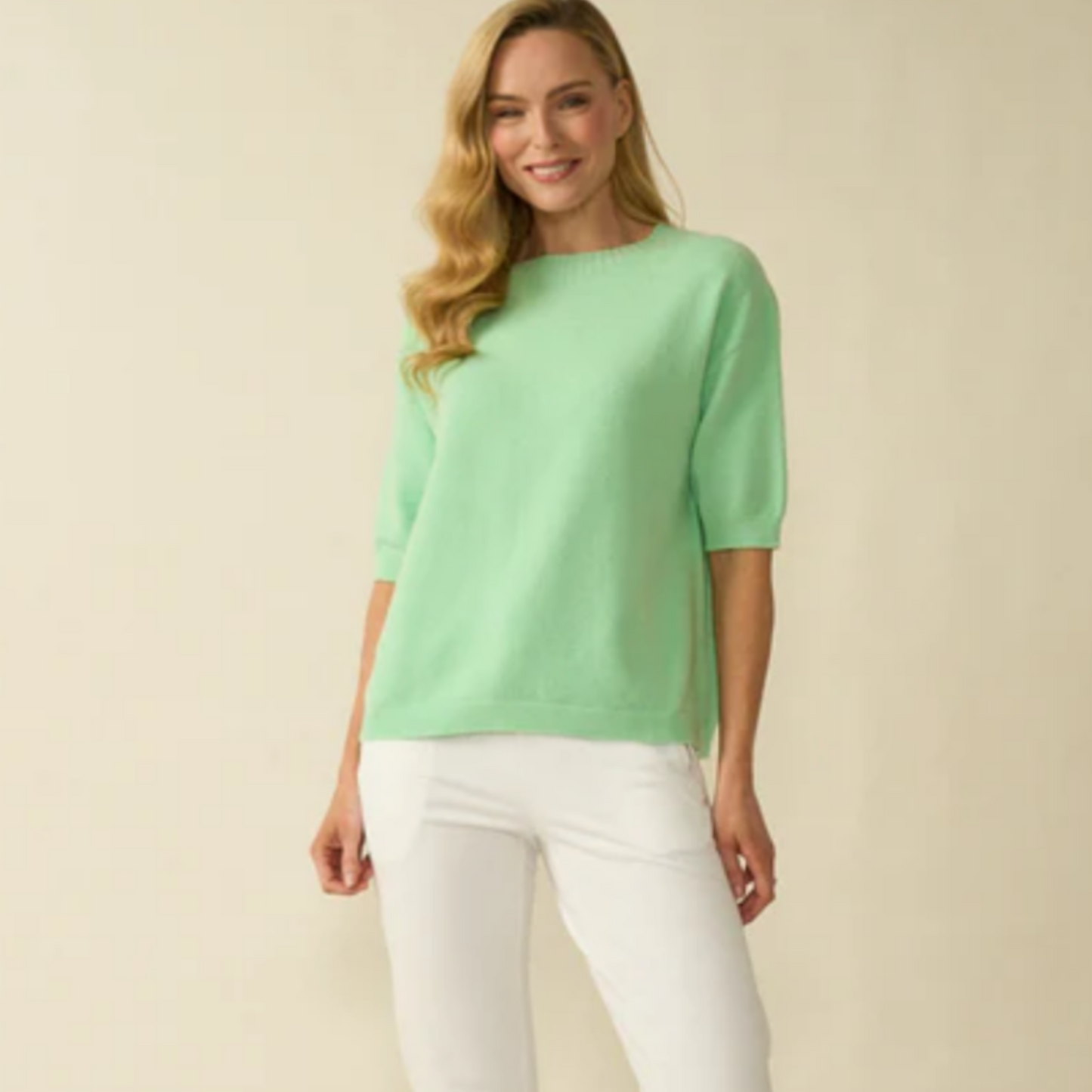 DECK Mint Short Sleeve Round Neck Knit