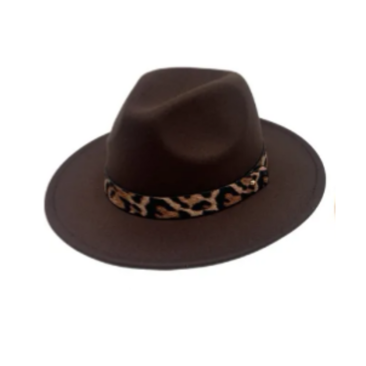 Brown Fedora Leopard Trim