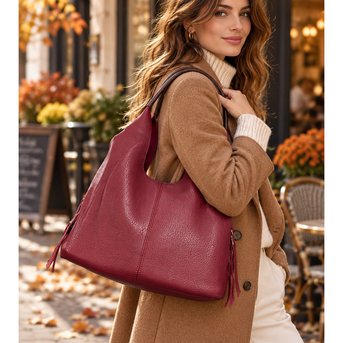 Wine Leatherette Handbag