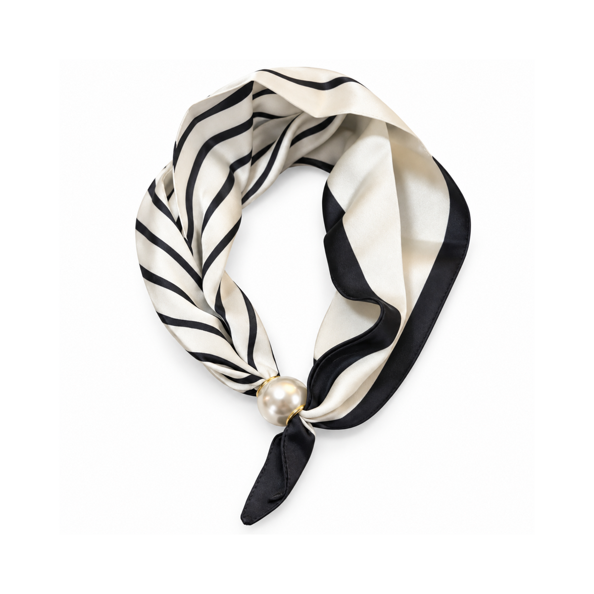 Magnetic Neck Scarf White/Black Pearl
