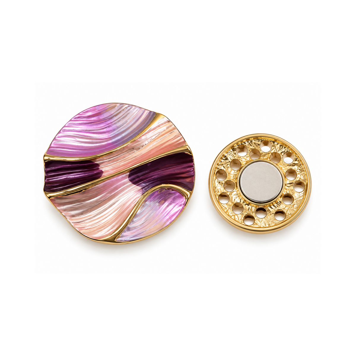 Purple & Gold Circular Magnetic Brooch