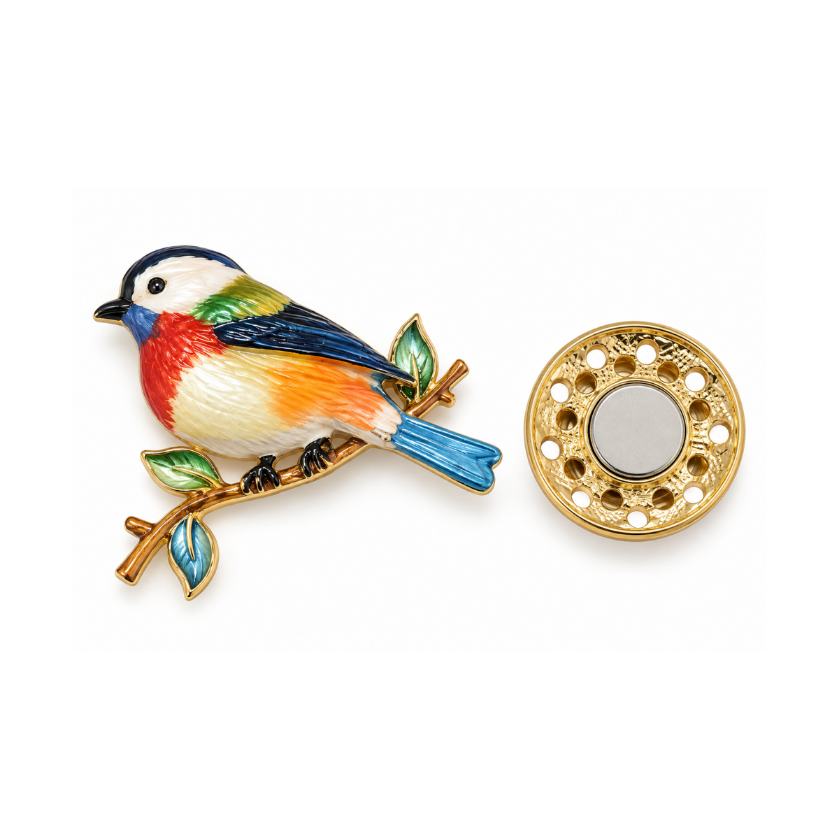 Blue Multi Robin Magnetic Brooch