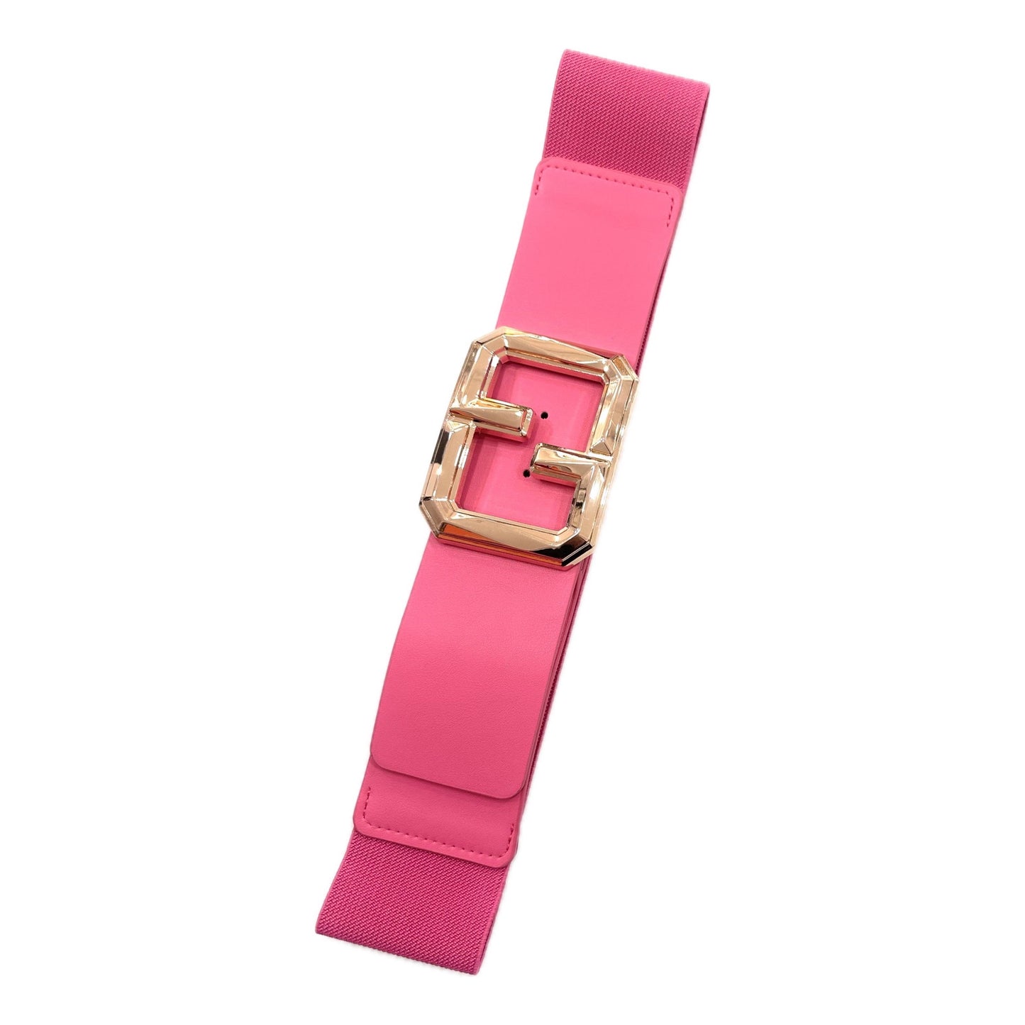 Cerese Pink Elasticated Belt Gold Buckle