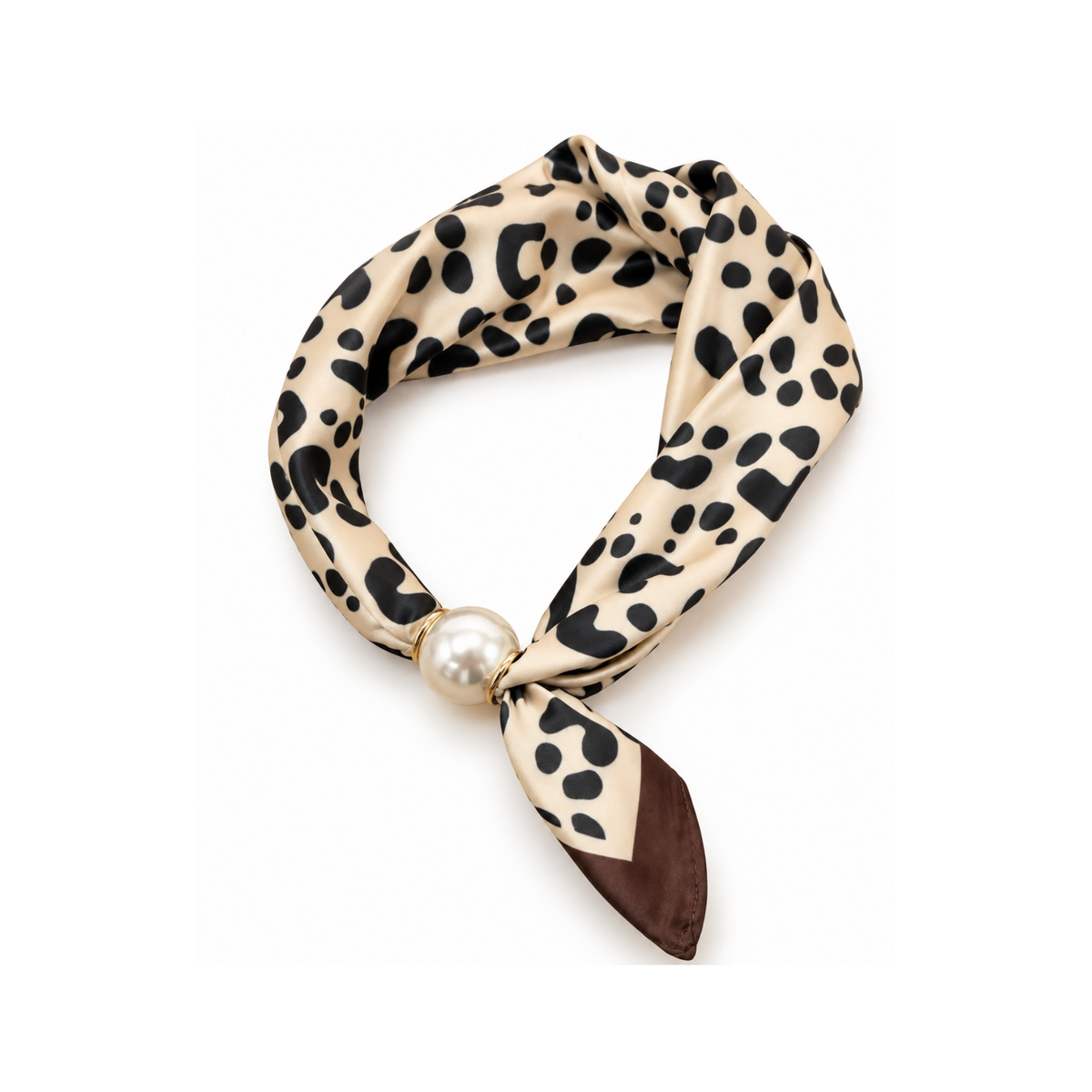 Magnetic Scarf Leopard Print Brown Trim