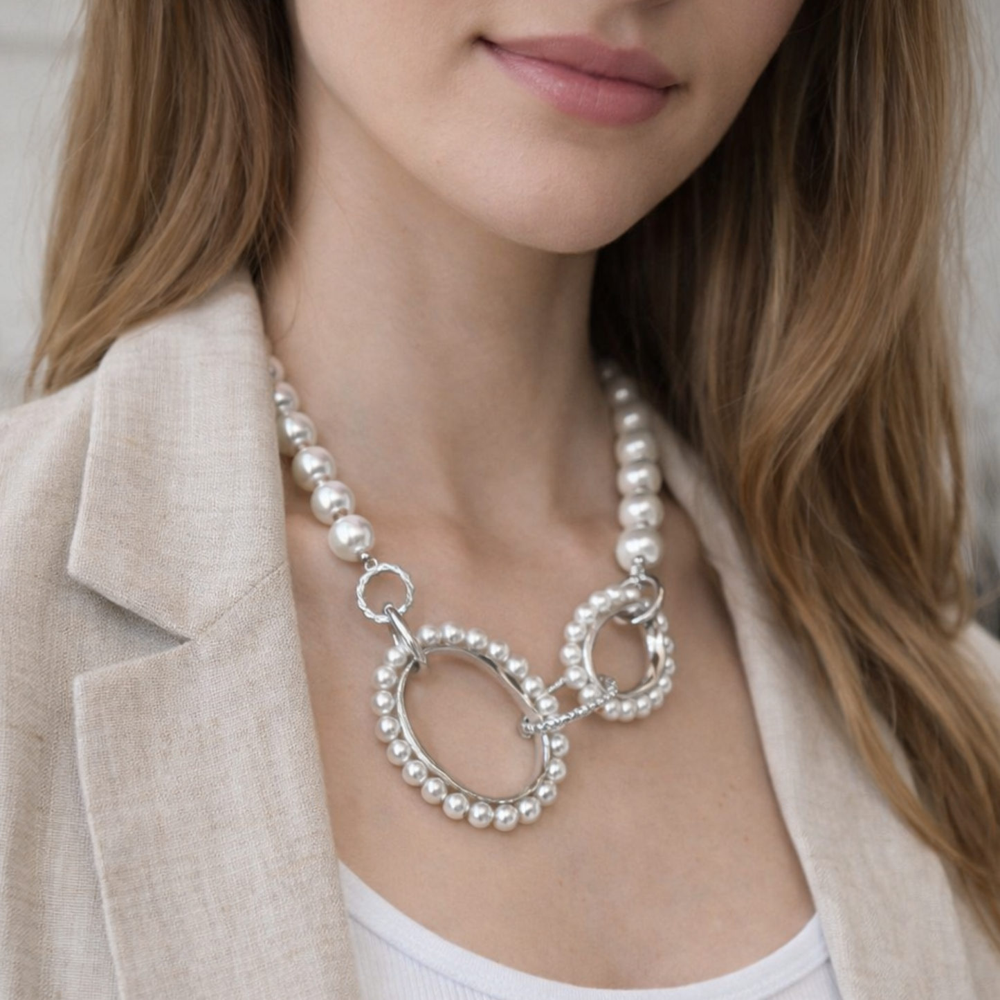 Ivory Pearl & Silver Statement Necklace