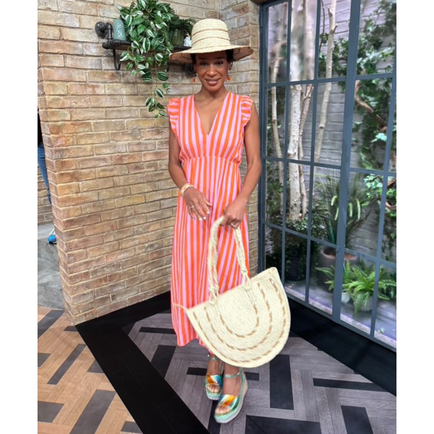 Weaved Natural & Tan Rattan Tote Shoulder Bag