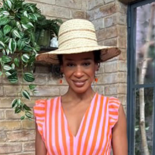 Weaved Natural & Tan Rattan Sunhat