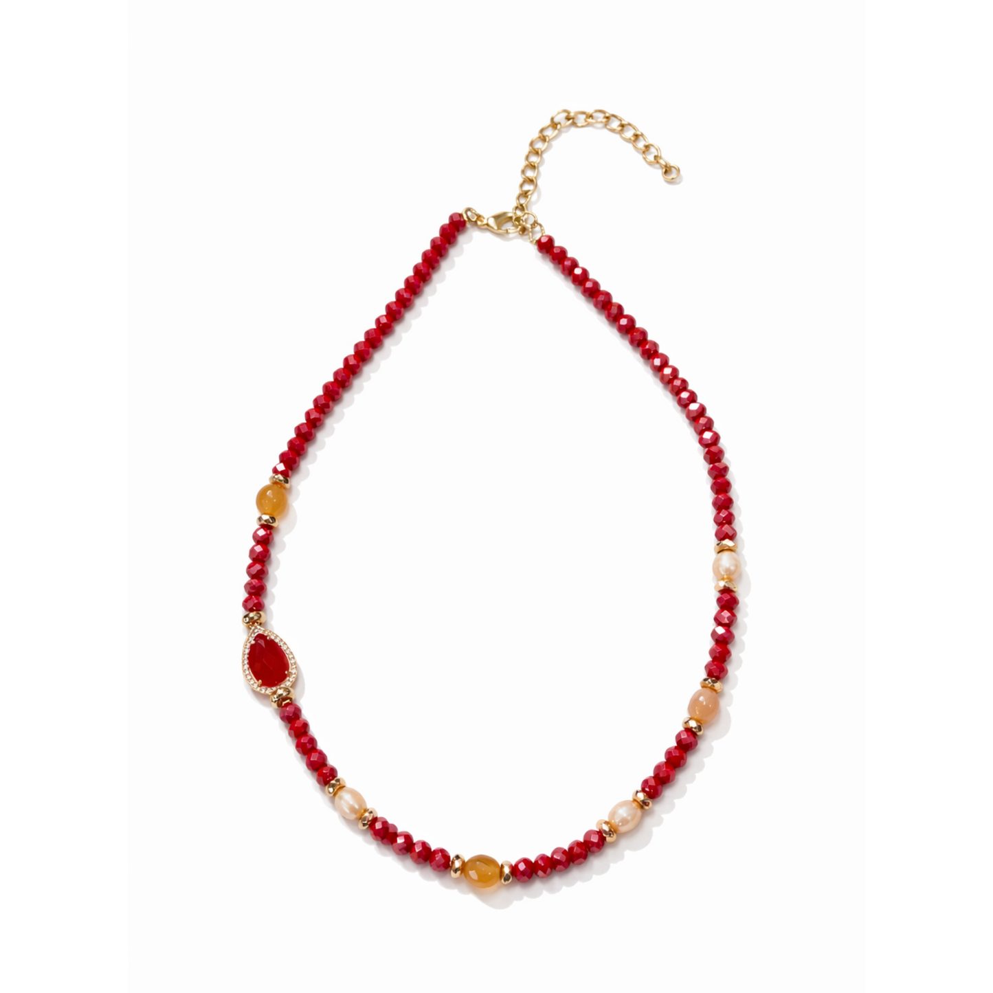 Corona Silver Sunset Glow Necklace – Orange & Gold Beaded Design
