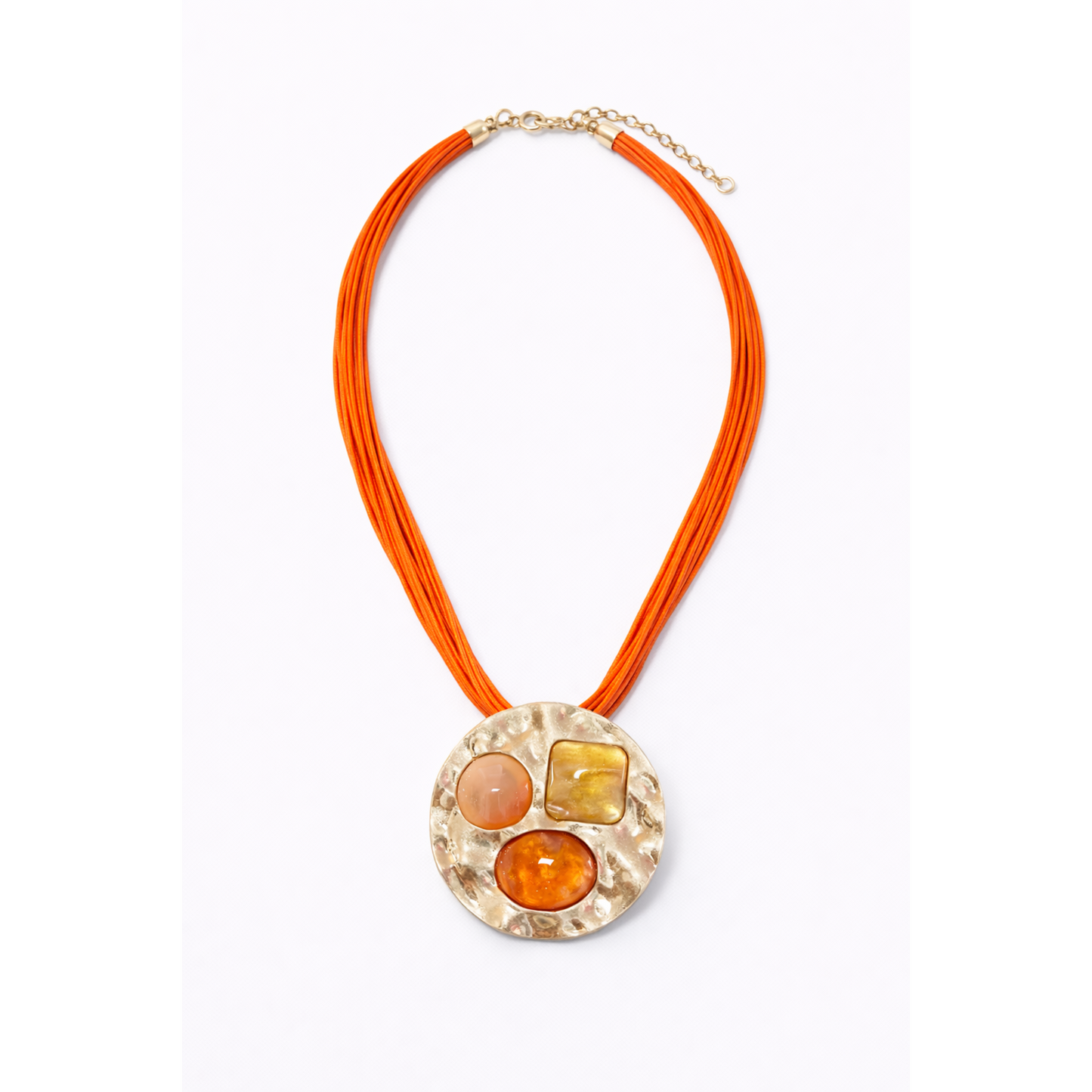 Orange Sunset Glow Statement Pendant Necklace