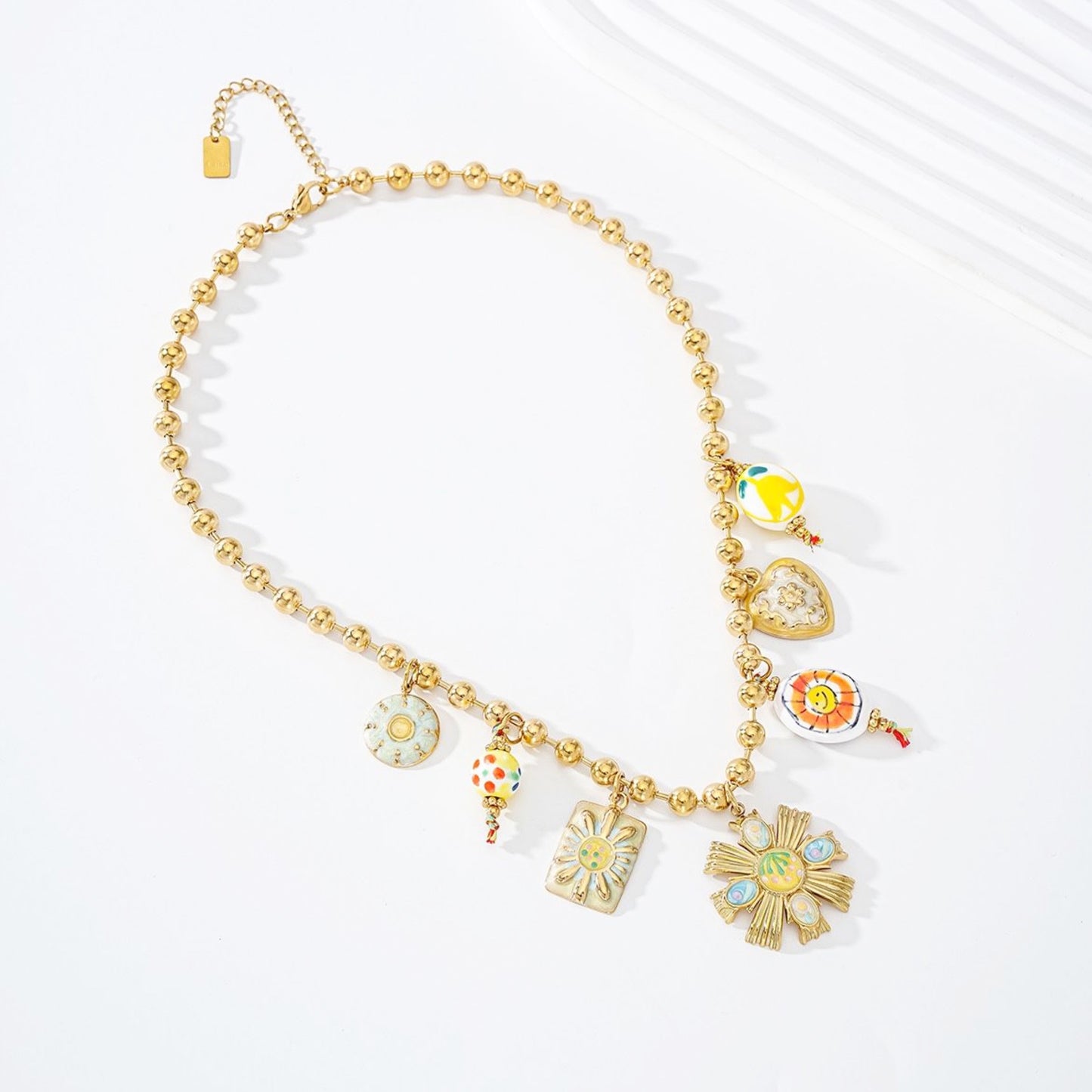 Lemon & Gold Charm Necklace Stainless Steel