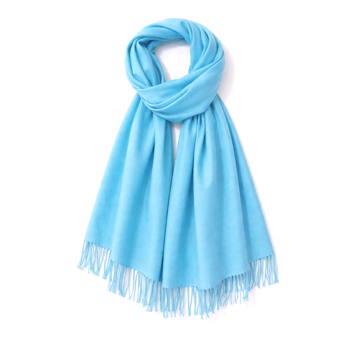 Turquoise Fringe Viscose Pashmina