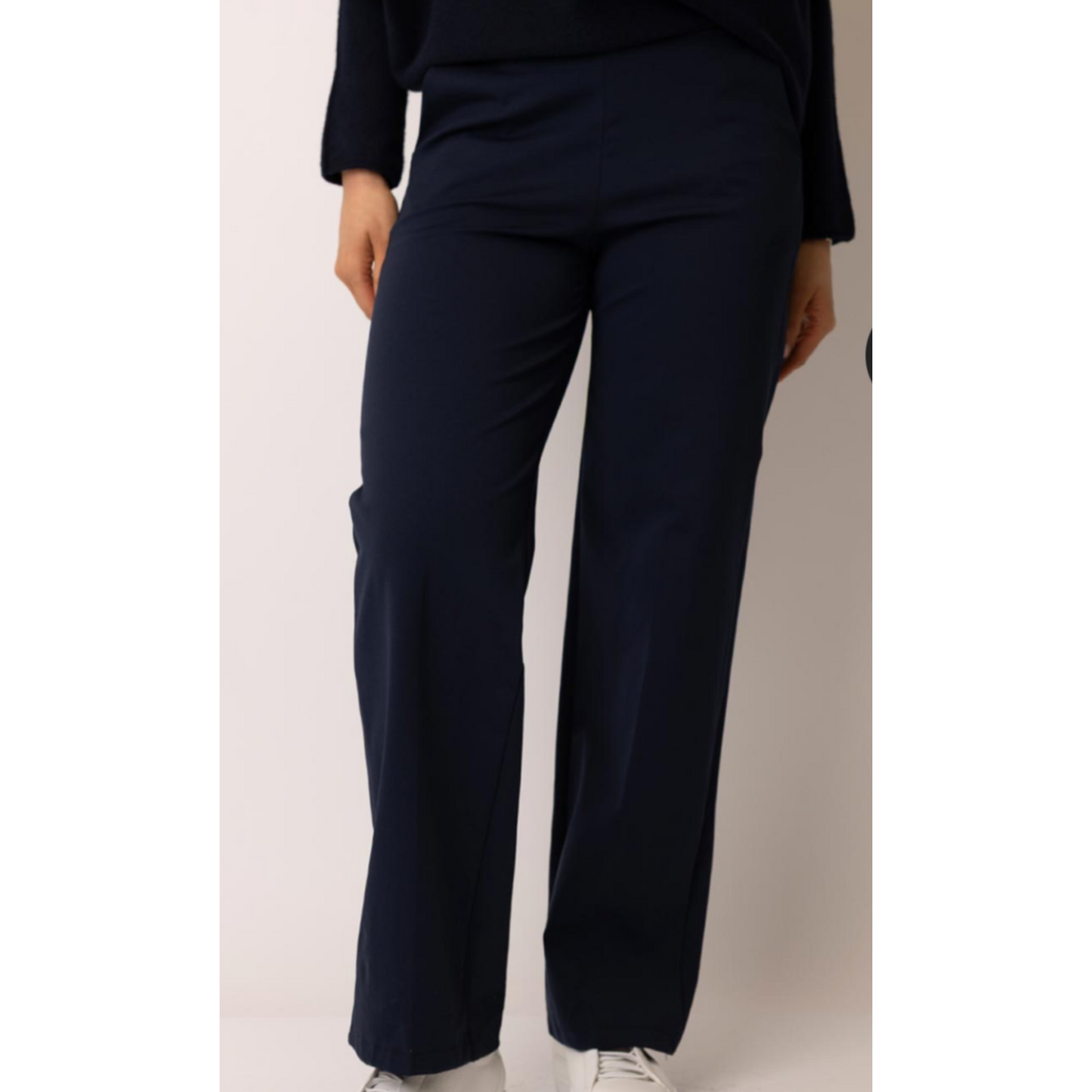 DECK Navy Straight Leg Elasticated Trousers