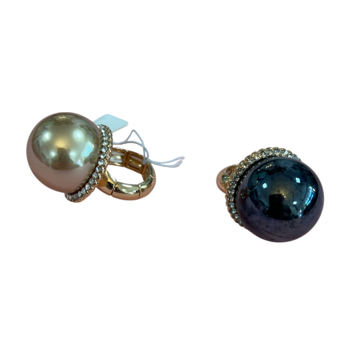 Elasticated Pearl & Gold Rings