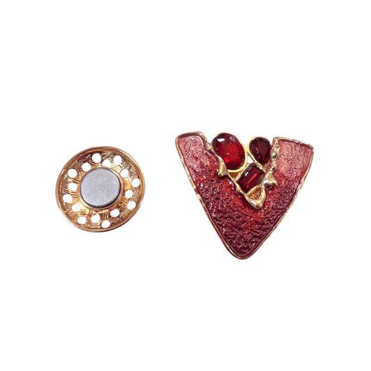 Magnetic Brooch Wine Gold Red