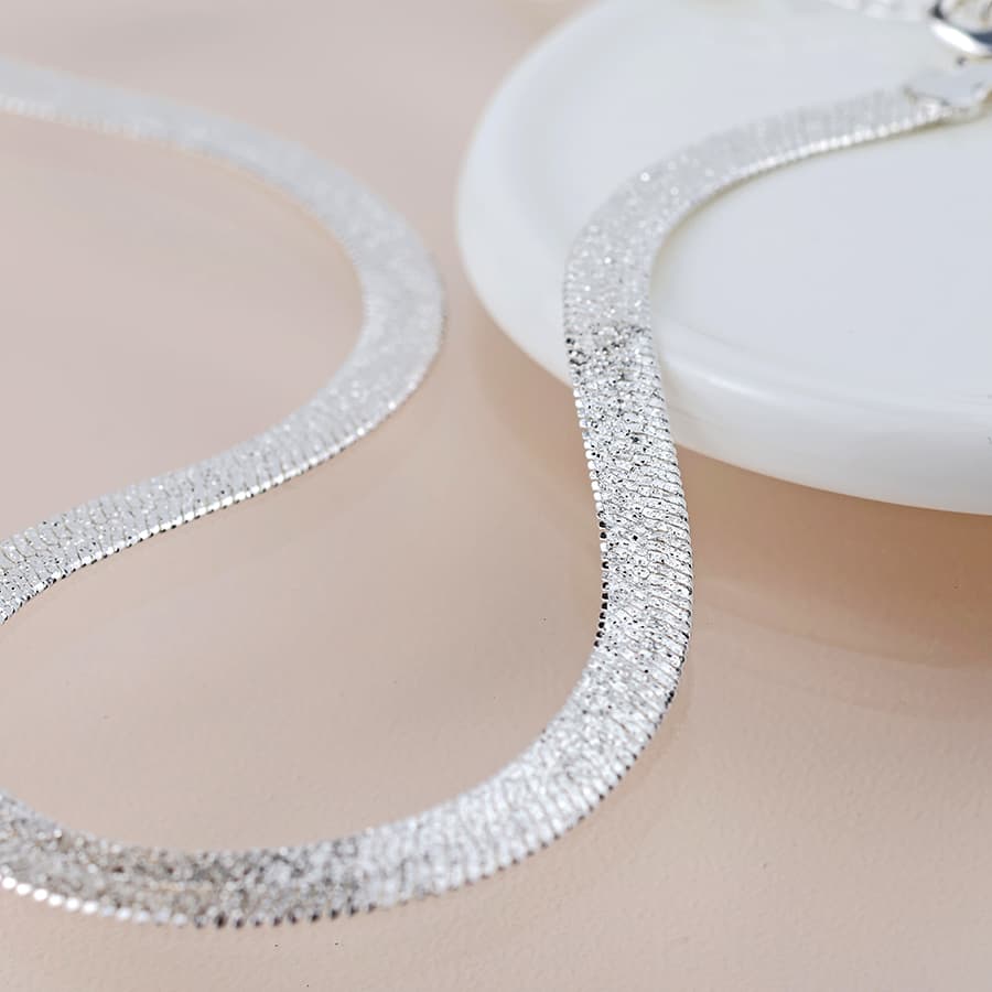 POM Silver Plated Liquid Chain Necklace