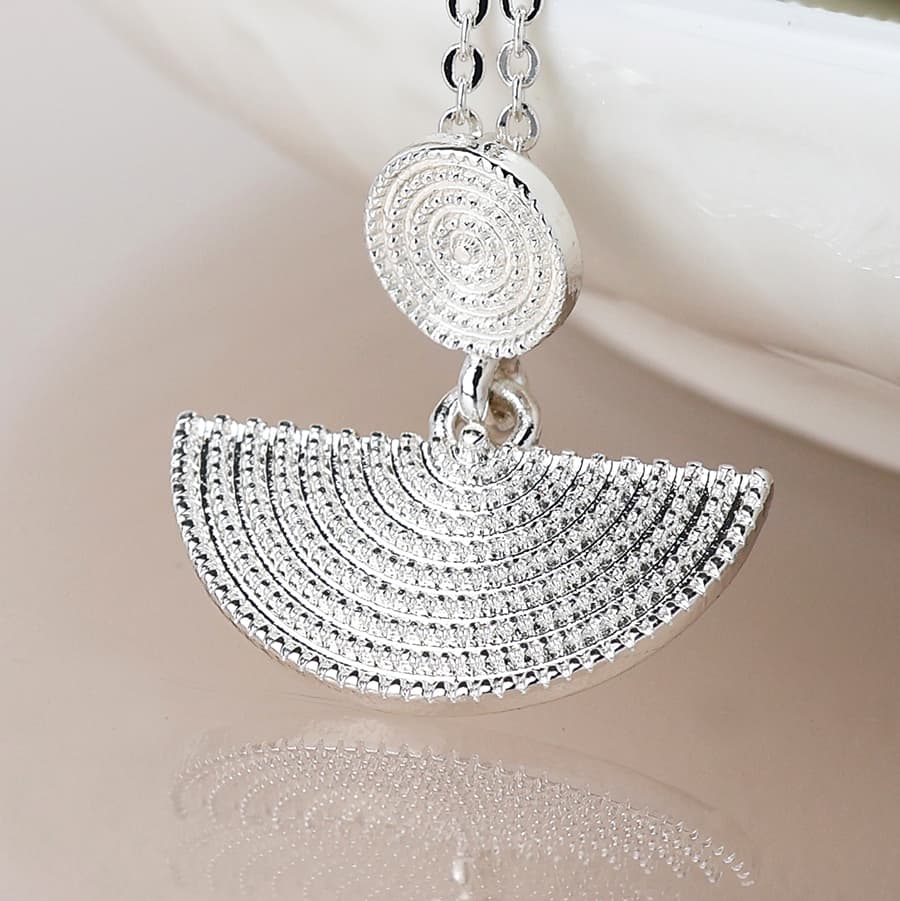 POM Silver Plated Disc & Half Moon Necklace