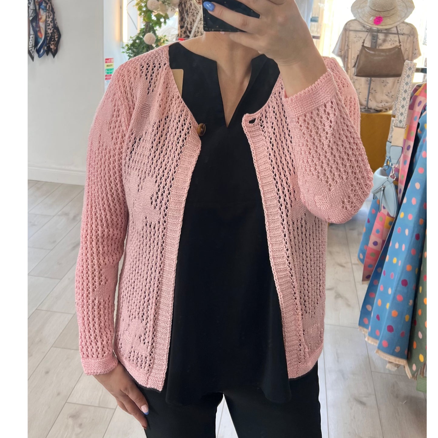 Olive Dusty Pink Fine Knit Cardigan