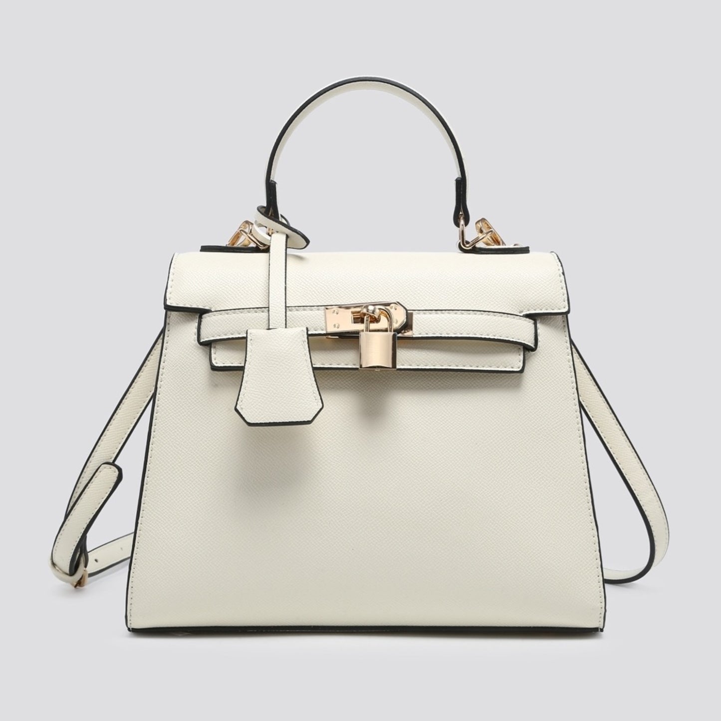 Cream Leatherette Tote Bag/Crossbody