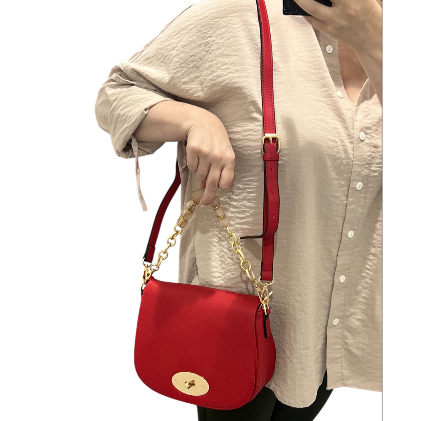 Red Leatherette Handbag/Crossbody