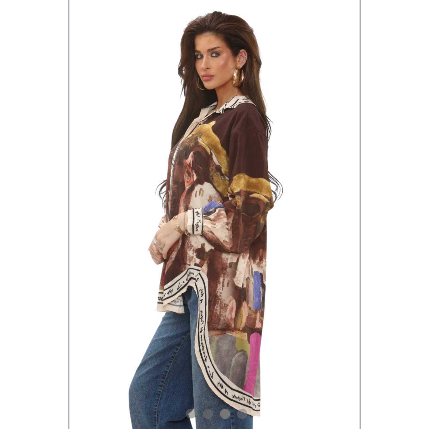 Almalfi Printed Oversized Shirt Brown