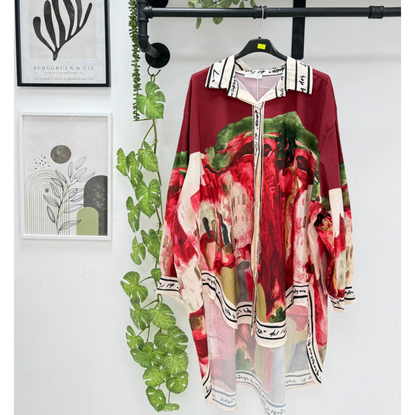Almalfi Printed Oversized Shirt Wine