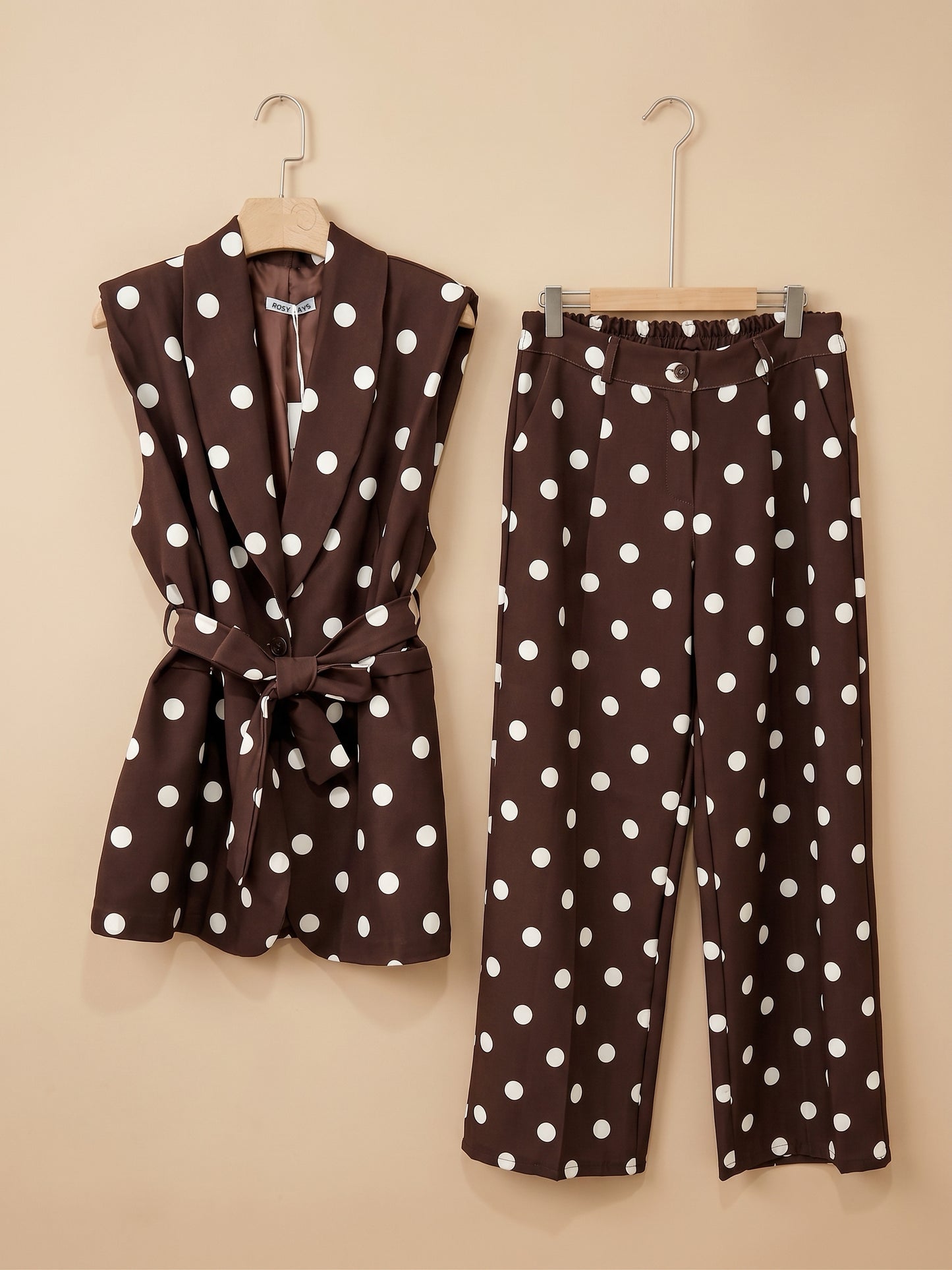 Jessica Polka Dot Belted Co-Ord Brown & White