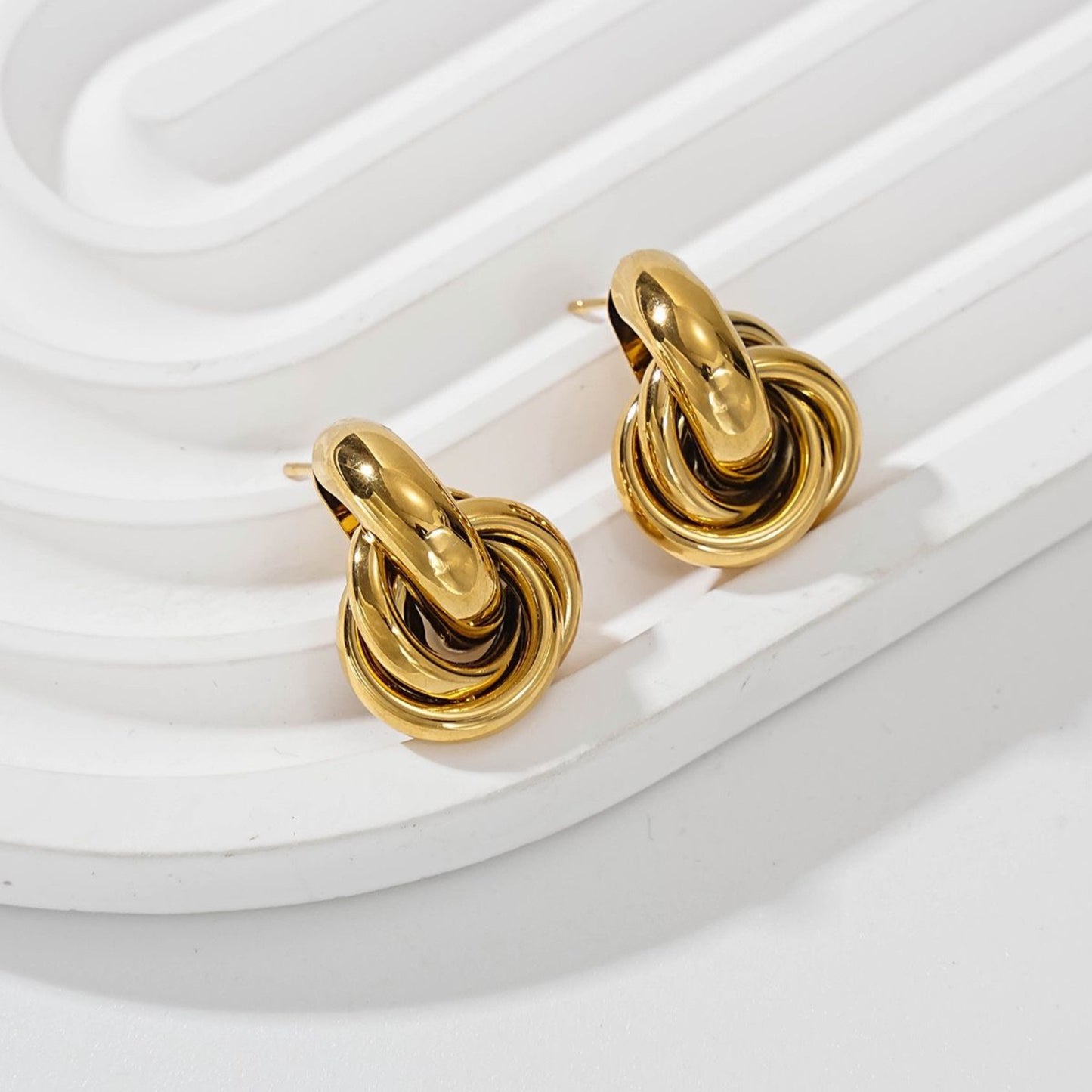Gold Knot Drop Earrings