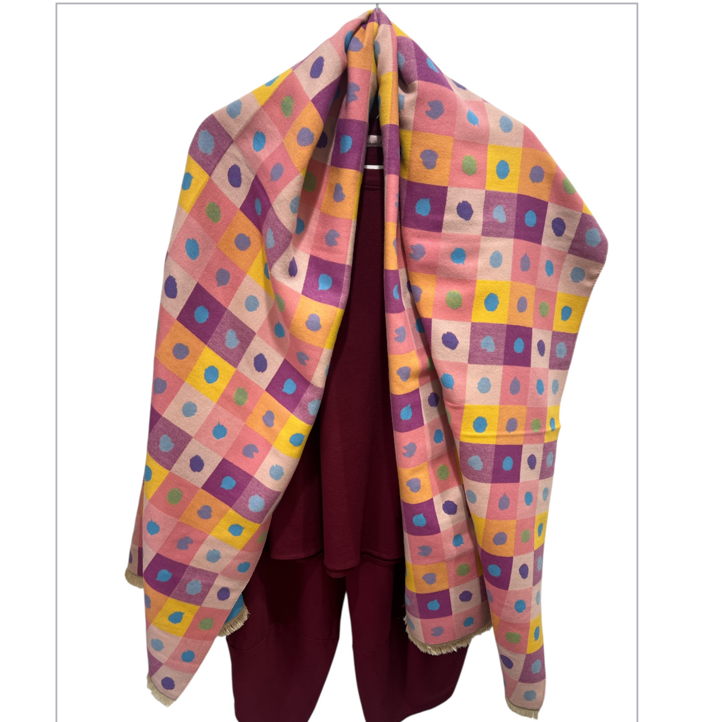 Reversible Blanket Scarf Polka Dot Checked