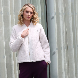 RELAX & RENEW Cream Bomber Jacket