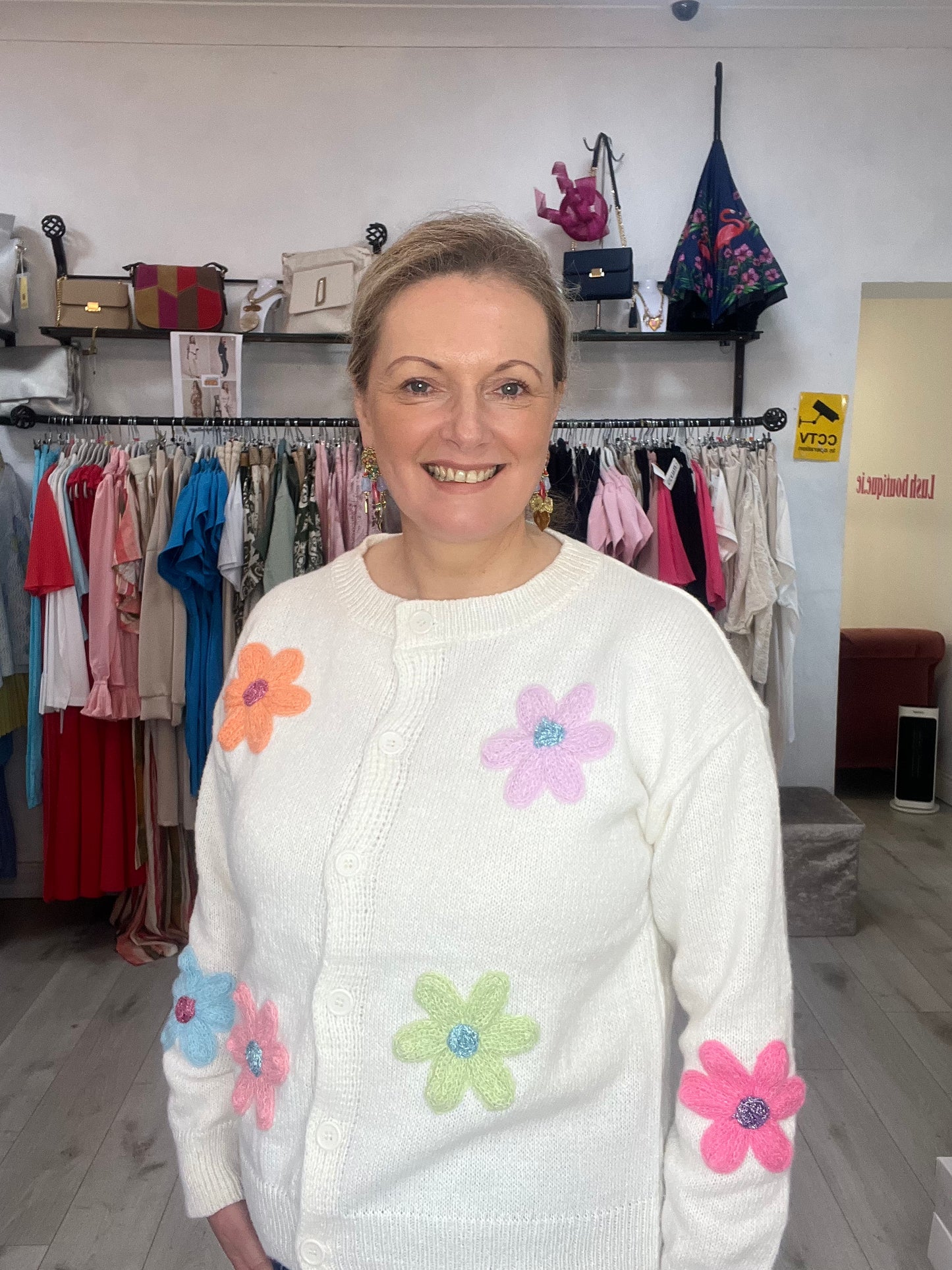 Multicoloured Daisy Cream Cardigan