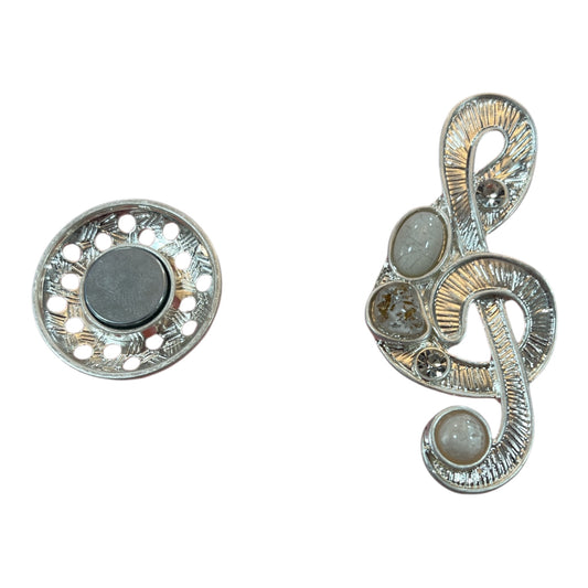 Magnetic Brooch Silver Musical Note