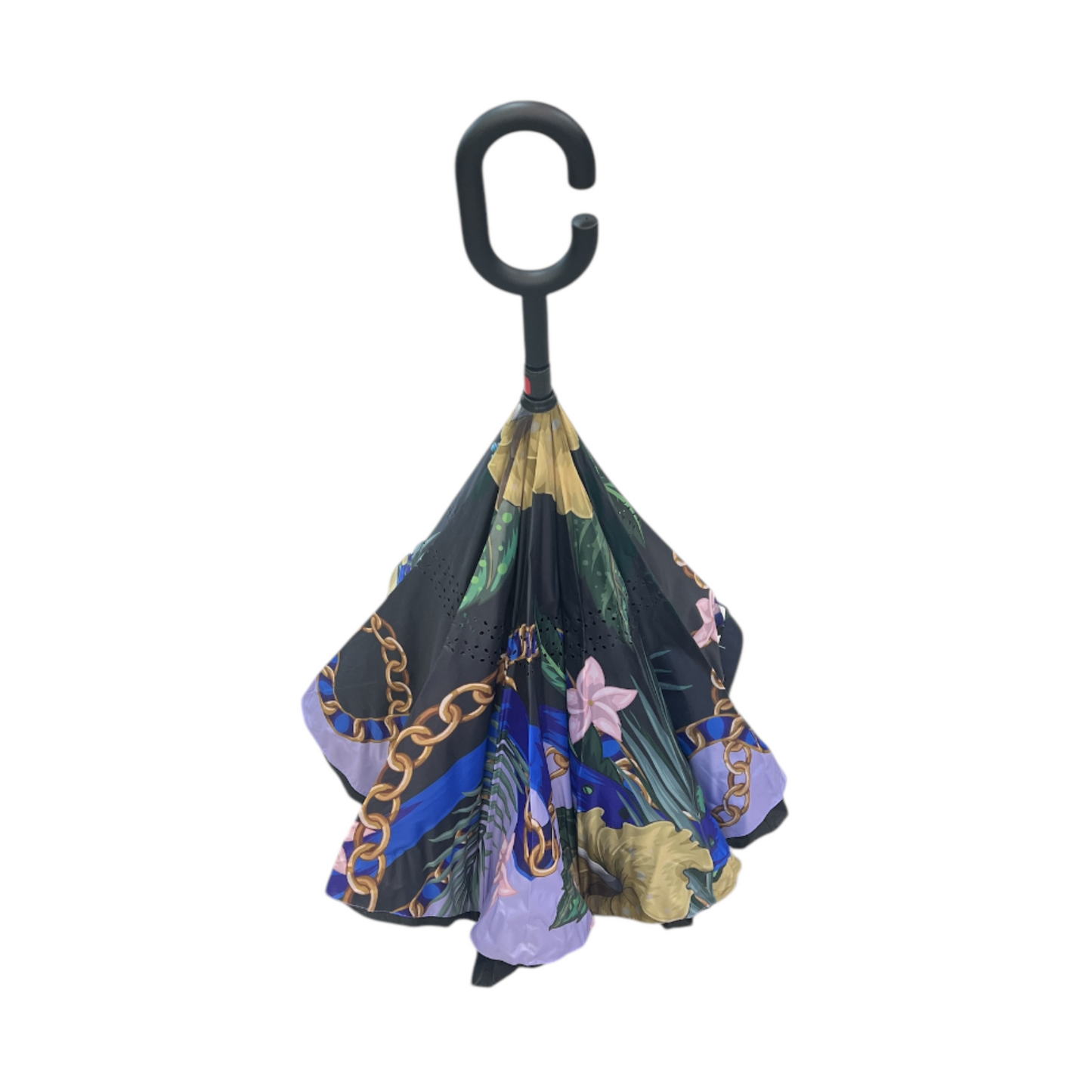 Upside Down Umbrella Gold Chain & Flowers