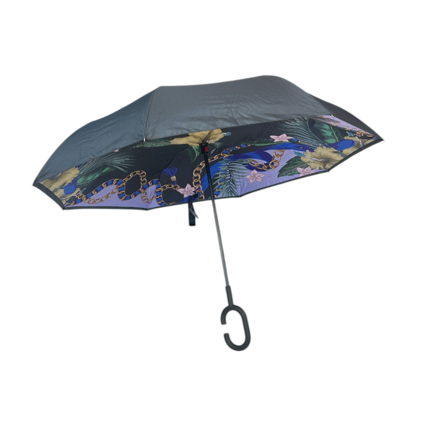 Upside Down Umbrella Gold Chain & Flowers