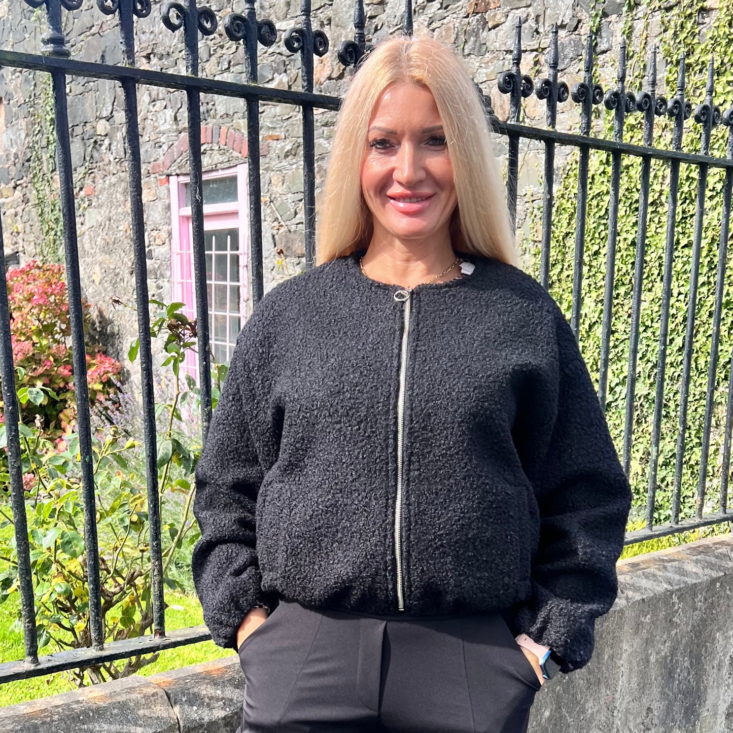 Dolly Black Cosy Bomber Jacket