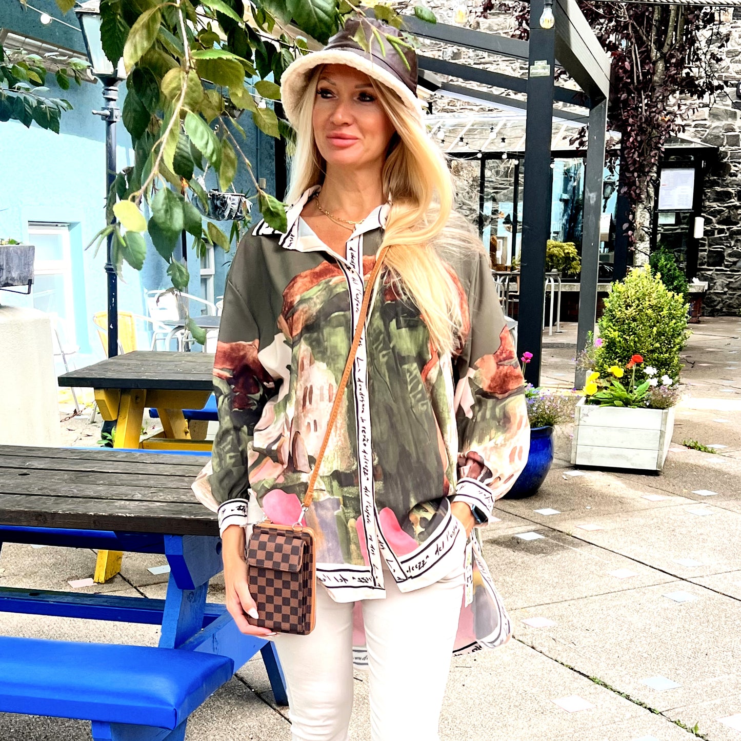 Almalfi Printed Oversized Shirt Green