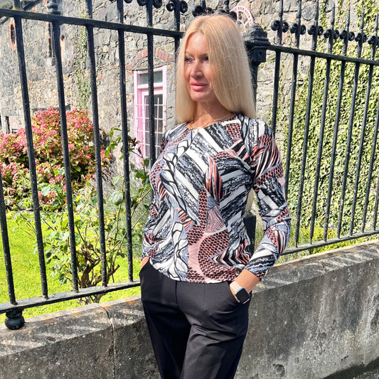 Dymphna Grey & Terracotta Jumper