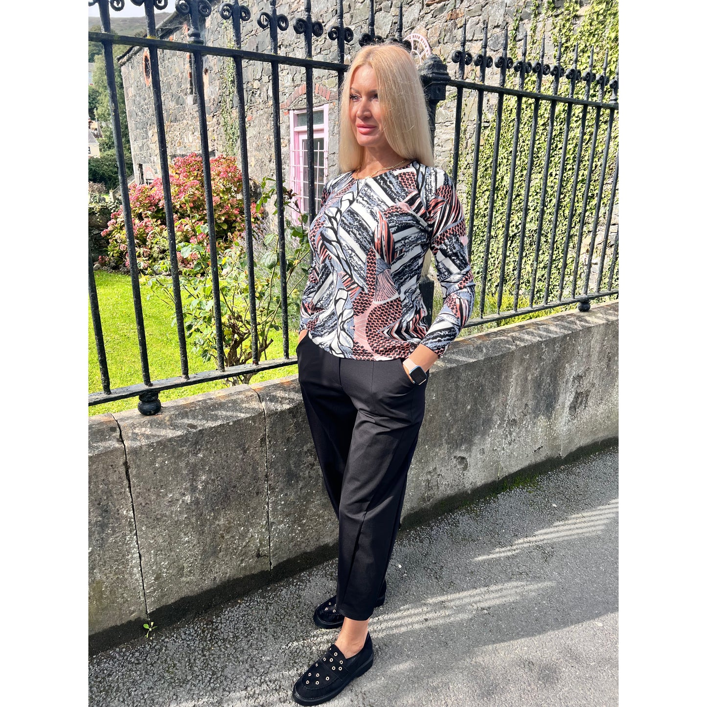 Dymphna Grey & Terracotta Jumper