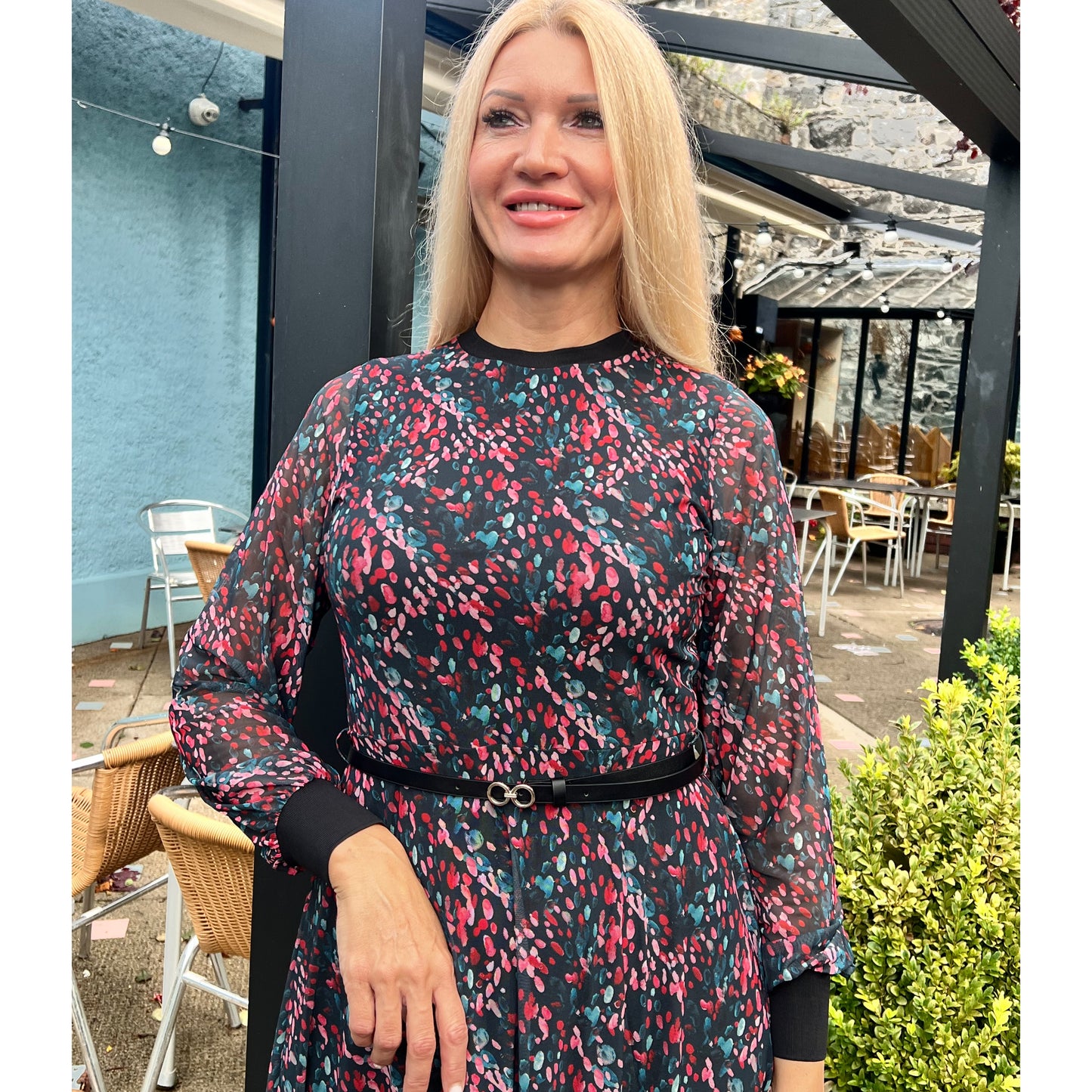 Lola Multicoloured Speckled Mesh Dress With Belt
