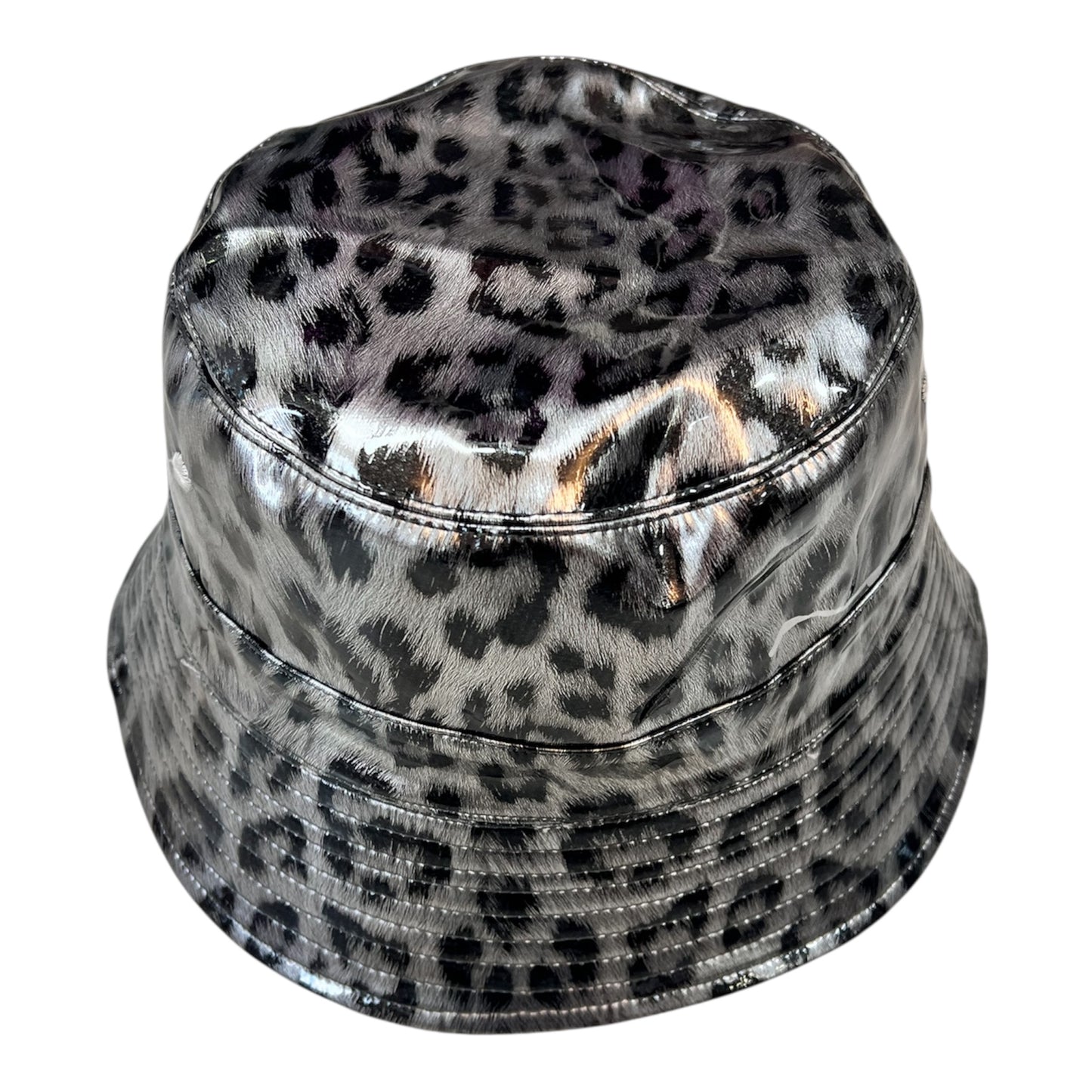 Leopard Patent Reversible Rainhat Silver