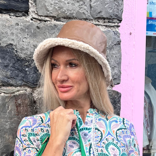 Aviator Fleece Lined  Rainhat Light Brown