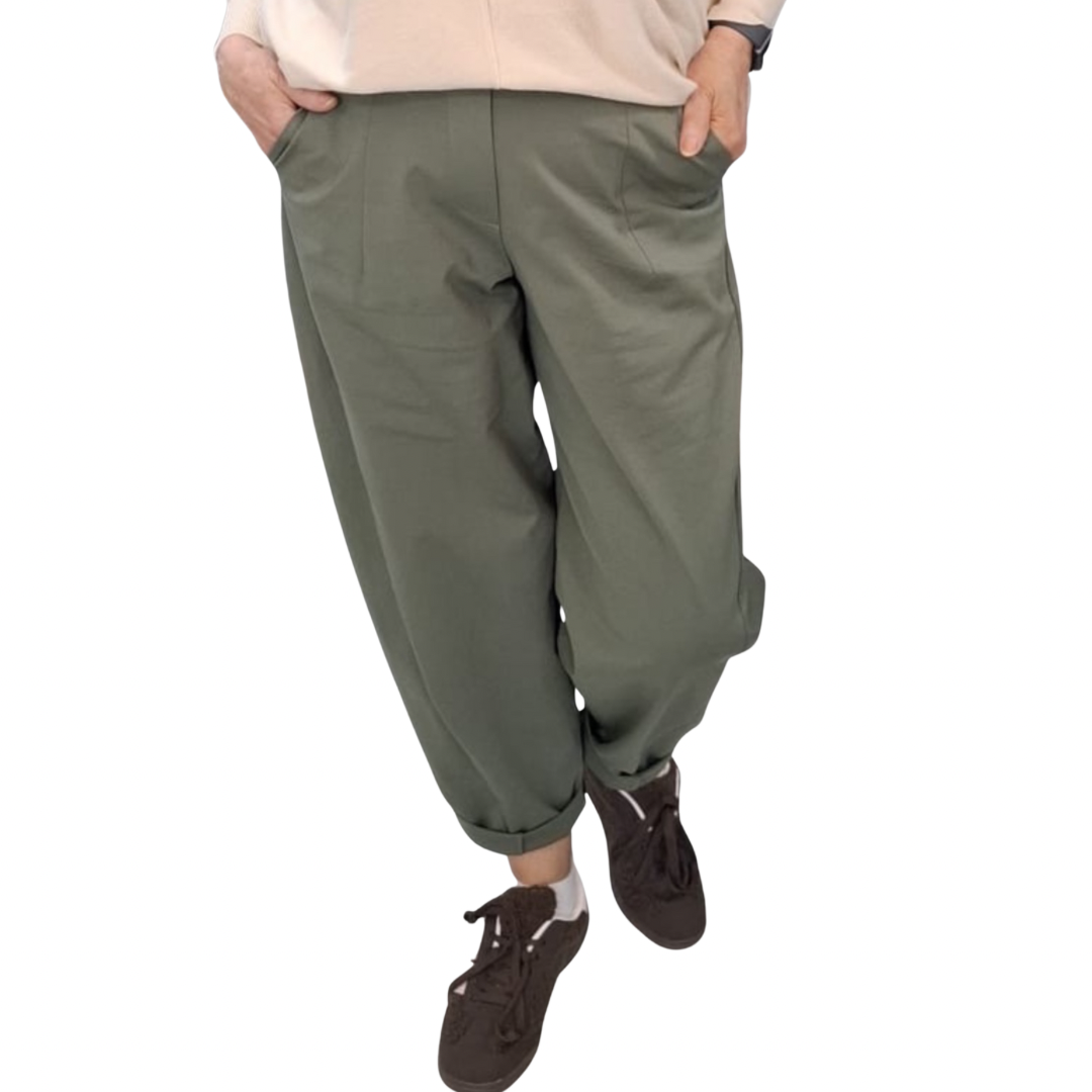 DECK Green Barrel Leg Elasticated Trousers
