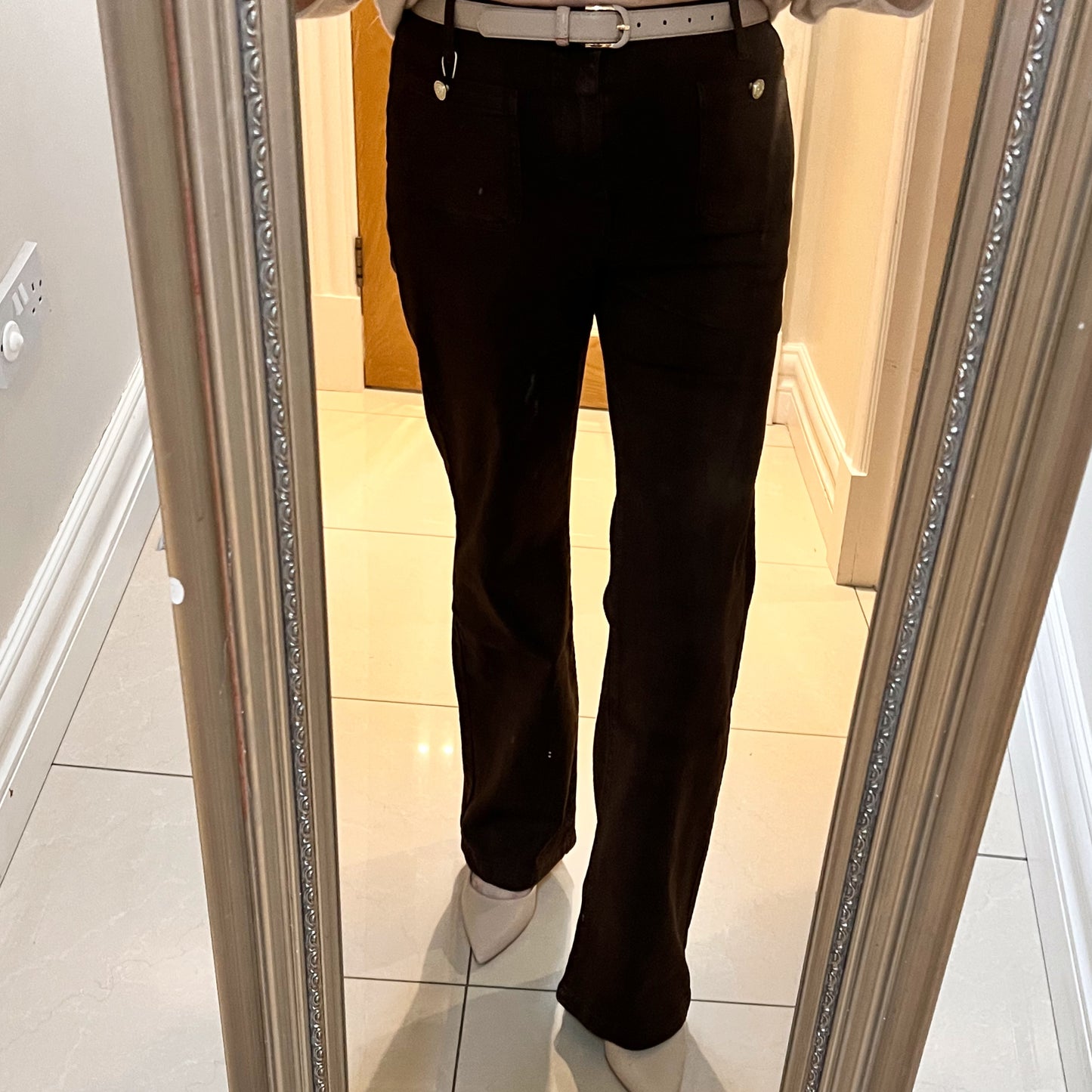 Carrie Brown Straight Leg Jeans Front Pockets