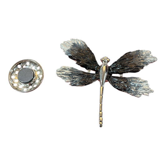 Magnetic Brooch Dragonfly Grey & Silver